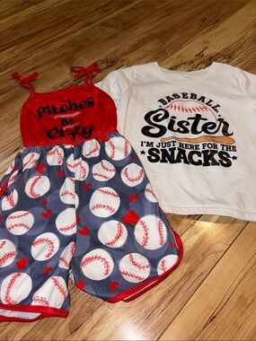 Baseball sister shirt and romper